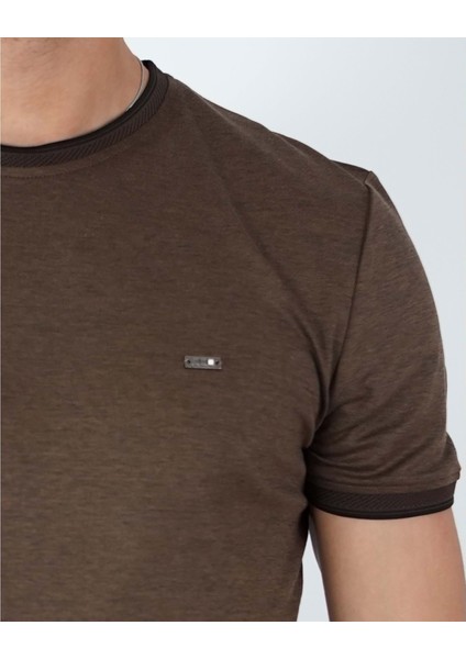 Sıfır Yaka Bisiklet Yaka Likralı Penye Kahve Erkek Tshirt fiyatları