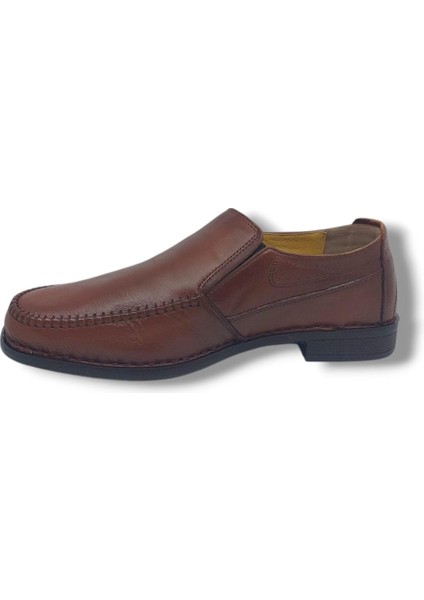 044 Erkek Taba Hakiki Deri Poli Taban Loafer Ayakkabı modelleri