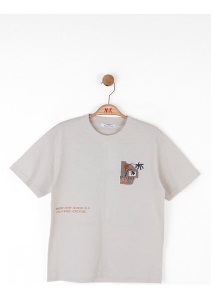 08-14 Yaş Erkek Çocuk Krem-Kiremit Şortlu Takım - Kiremit