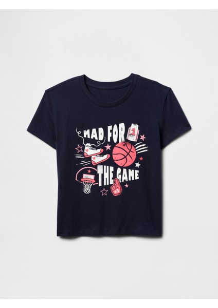 Kız Çocuk Lacivert Grafikli T-Shirt