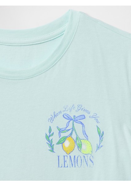 Kız Çocuk Mavi Grafikli T-Shirt fiyatları