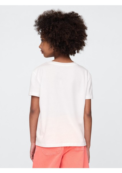 Kız Çocuk Kırık Beyaz Grafikli T-Shirt modelleri