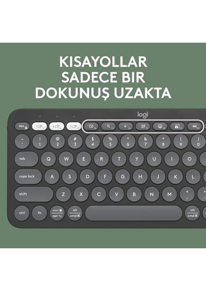 Pebble Keys 2 K380S Kablosuz Klavye, Çoklu Cihaz Özellikli, Kişiselleştirilebilir Kısa Yollar, Bluetooth, Taşınabilir, Windows, Macos, Ipados, Android, Chrome Os, Easy-Switch, Türkçe Q, Siyah