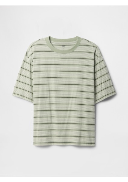 Erkek Yeşil Vintage Soft Stripe Boxy T-Shirt fiyatları