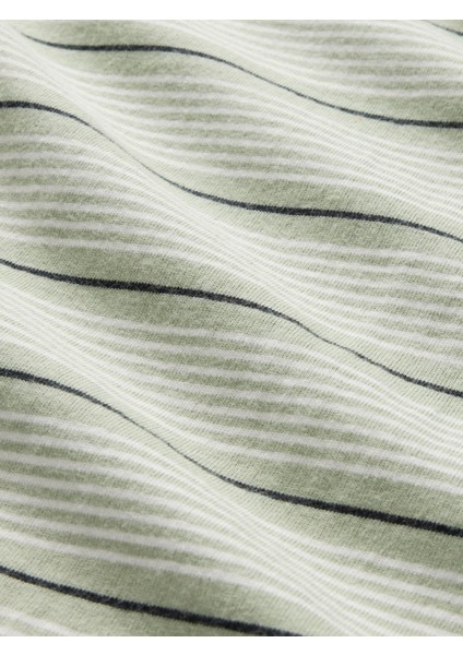 Erkek Yeşil Vintage Soft Stripe Boxy T-Shirt modelleri