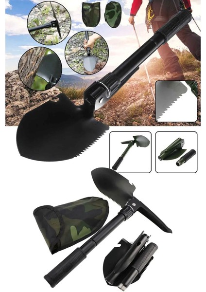 Çok Fonksiyonlu Katlanabilen Portatif Çantalı ,pusulalı Kazma Kürek Seti fırsatları