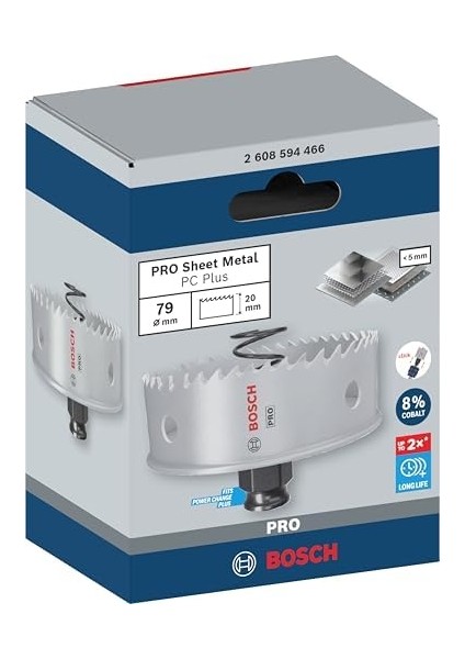1 x Pro Sheet Metal Power Change Plus Delik Testeresi (Paslanmaz Çelik Saclar, Çelik Saclar, Ø 79 Mm, Profesyonel Aksesuar Matkap/tornavida Için)