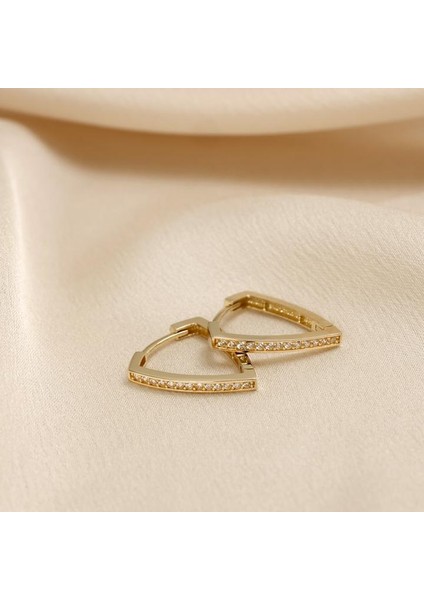 Siora Üçgen Taşlı | 14 Ayar Altın Küpe