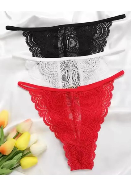 Dantelli Kadın Iç Giyim 3'lü Tanga String