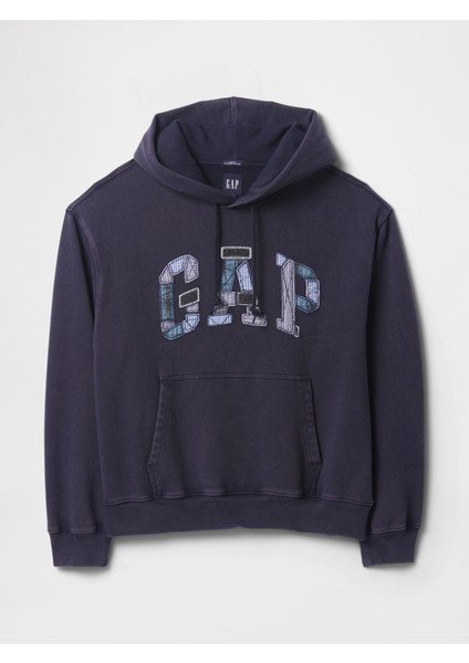 Erkek Lacivert Gap Logo Patchwork Fleece Sweatshirt
