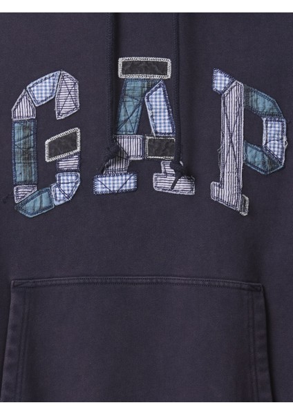Erkek Lacivert Gap Logo Patchwork Fleece Sweatshirt