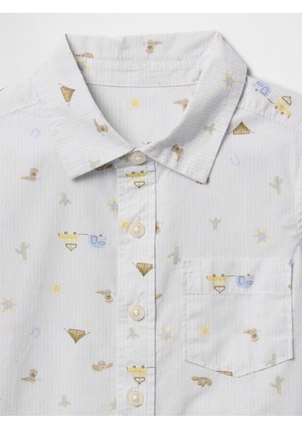 Erkek Bebek New Off Whıte Desenli Poplin Gömlek fiyatları