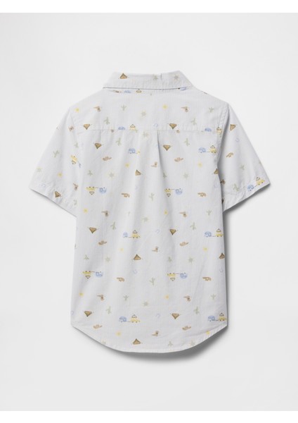 Erkek Bebek New Off Whıte Desenli Poplin Gömlek modelleri