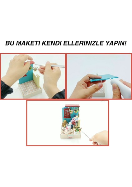 Kendin Yap Minyatür Çiçek Köşesi – LED Işıklı Ahşap Maket Hobi Seti | DIY Dekoratif Maket Ev Kiti