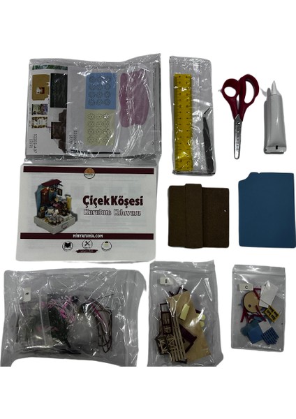 Kendin Yap Minyatür Çiçek Köşesi – LED Işıklı Ahşap Maket Hobi Seti | DIY Dekoratif Maket Ev Kiti