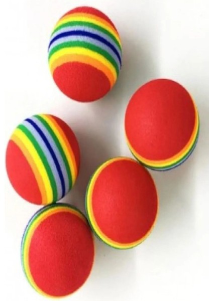 4 Adet Gökkuşağı Renkli Kedi Köpek Oyun Topu 4,2 cm modelleri
