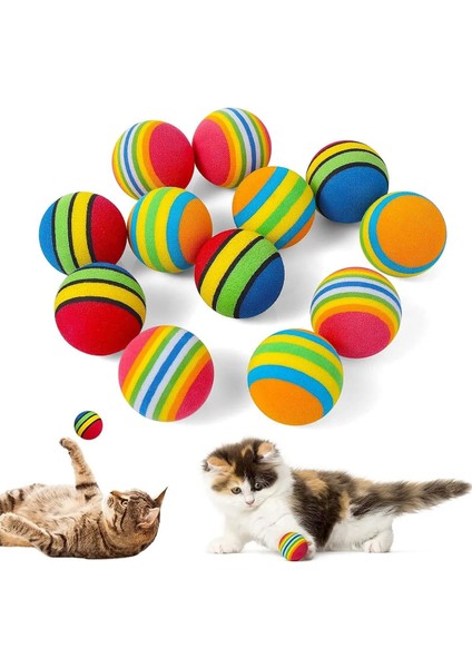 4 Adet Gökkuşağı Renkli Kedi Köpek Oyun Topu 4,2 cm fırsatları
