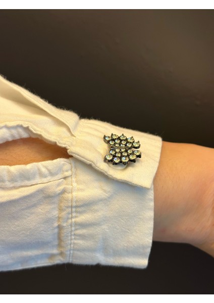 2 Li Zirkon Taşlı Kelebek Kadın Kol Düğme Seti 2x2 cm modelleri