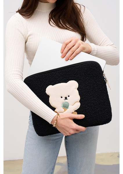 Teddy Bear Laptop Kılıfı 13" & 14" Inç Uyumlu Siyah fiyatları