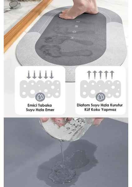 Sihirli Su Emici Banyo Paspası Kaymaz Tabanlı Abdest Paspası 3,5 mm 40 x 60 1 Adet