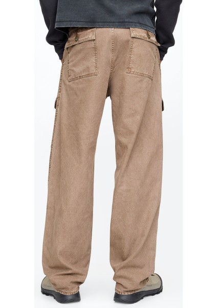 Erkek Bej Baggy Utility Jean Pantolon indirimleri