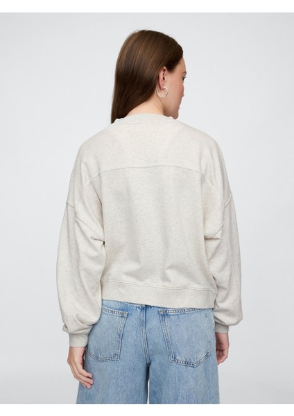 Kadın Gri Gap Logo Vintage Soft Havlu Kumaş Wedge V Yaka Sweatshirt