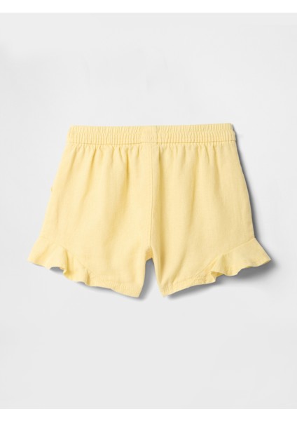 Kız Bebek Sarı Fırfırlı Pull-On Twill Şort