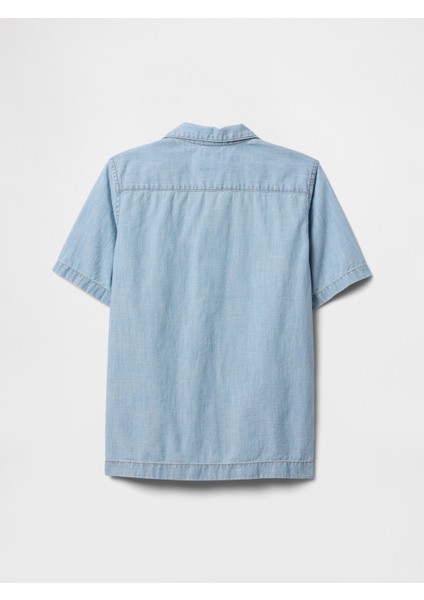 Erkek Çocuk Medıum Wash Chambray Boxy Vacay Gömlek modelleri