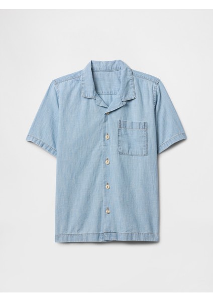 Erkek Çocuk Medıum Wash Chambray Boxy Vacay Gömlek