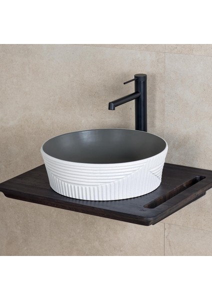 Tezgah Üstü Lavabo (Mat Gri-Beyaz) E-W1502MKG