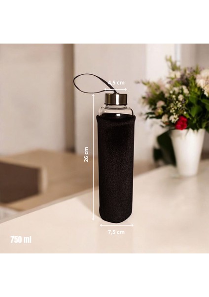 Kadife Kılıflı Borosilikat Cam Matara İçecek Şişesi 750 ml fiyatları