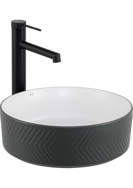 Tezgah Üstü Lavabo (Mat Gri-Beyaz) E-W5002GB