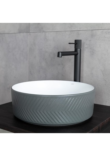 Tezgah Üstü Lavabo (Mat Gri-Beyaz) E-W5002GB modelleri