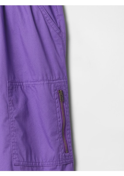 Kız Çocuk Mor Barrel Twill Pantolon