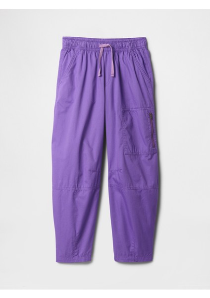 Kız Çocuk Mor Barrel Twill Pantolon