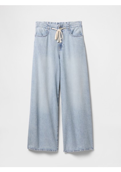 Kadın Mavi Mid Rise Superlight Pull-On Baggy Jean Pantolon