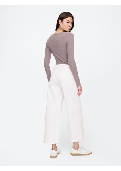 Kadın Beyaz Wide Leg Jean Pantolon indirimleri