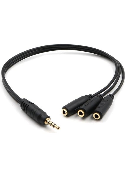 Plus PX-3AUX 3 Lü Stereo Çoklayıcı, 3 x 3.5 mm Aux, 1 Giriş 3 Çıkış 3.5mm Jak Kablo
