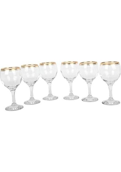 Misket Gold Çizgili Kırmızı 6'lı Şarap Kadehi modelleri