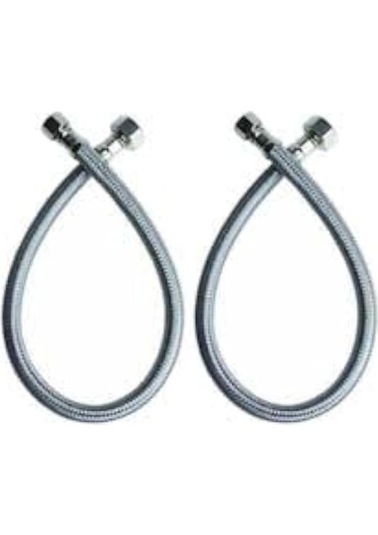 2 Adet 3/8 Dişi Çelik Klozet Bağlantı Flex Hortumu Spirali 80 cm