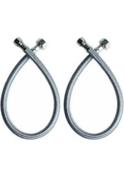 2 Adet 3/8 Dişi Çelik Klozet Bağlantı Flex Hortumu Spirali 80 cm