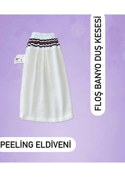 Banyo Duş Kesesi Peeling Eldiveni Ekru