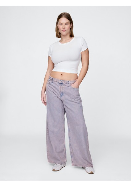Kadın Gri Mid Rise Ultrasoft Baggy Jean Pantolon fırsatları