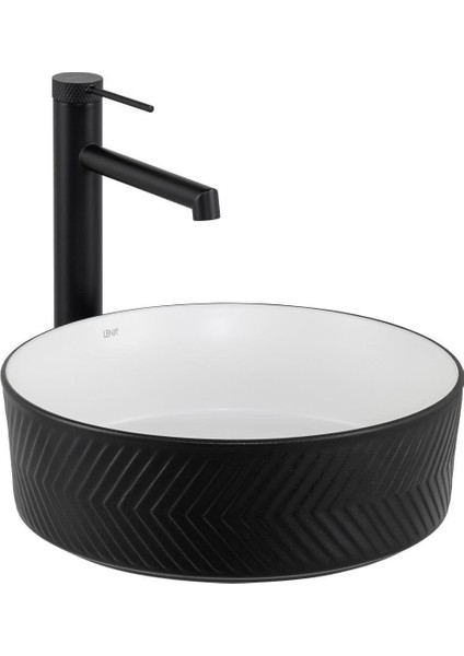 Tezgah Üstü Lavabo (Mat Siyah-Beyaz) E-W5002SB