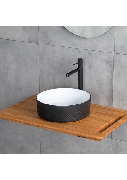 Tezgah Üstü Lavabo (Mat Siyah-Beyaz) E-W5002SB