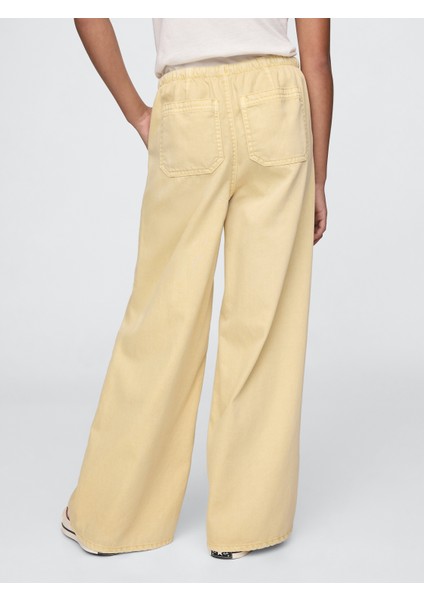 Kız Çocuk Sarı Ultrasoft Baggy Twill Pantolon