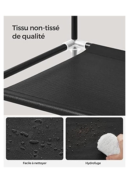3 Katlı Ayakkabı Rafı, Antre Dolabı İçin Ayakkabı Saklama Çözümü, İnce ve Yer Tasarrufu Sağlayan, Metal Çerçeve, Dokuma Olmayan Kumaş Raflar, Siyah LSH053B01
