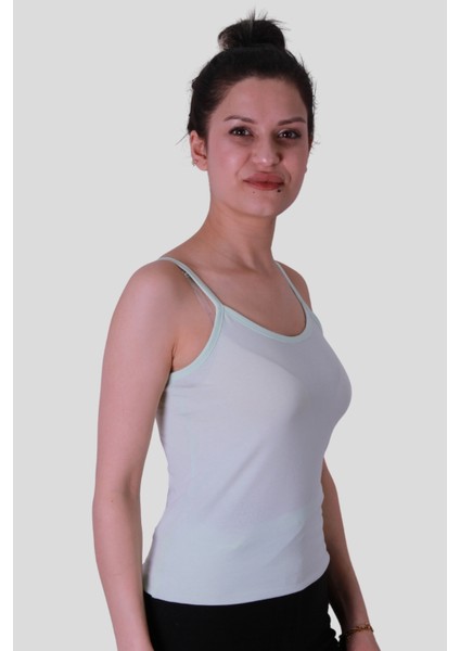 Askılı Mint Yeşili Kadın Kolsuz T-Shirt 584-04 fiyatları
