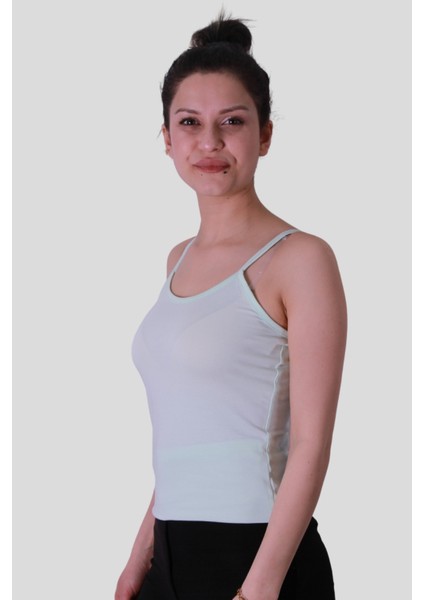 Askılı Mint Yeşili Kadın Kolsuz T-Shirt 584-04 modelleri
