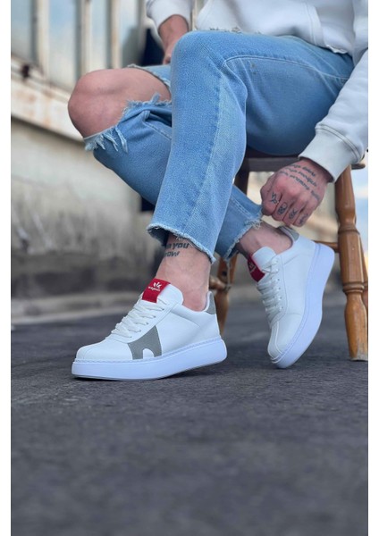 WG040 Beyaz Gri Erkek Casual Ayakkabı
